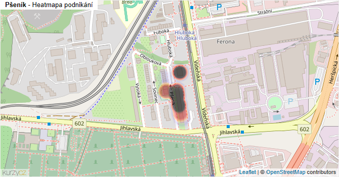 Pšeník - mapa podnikání