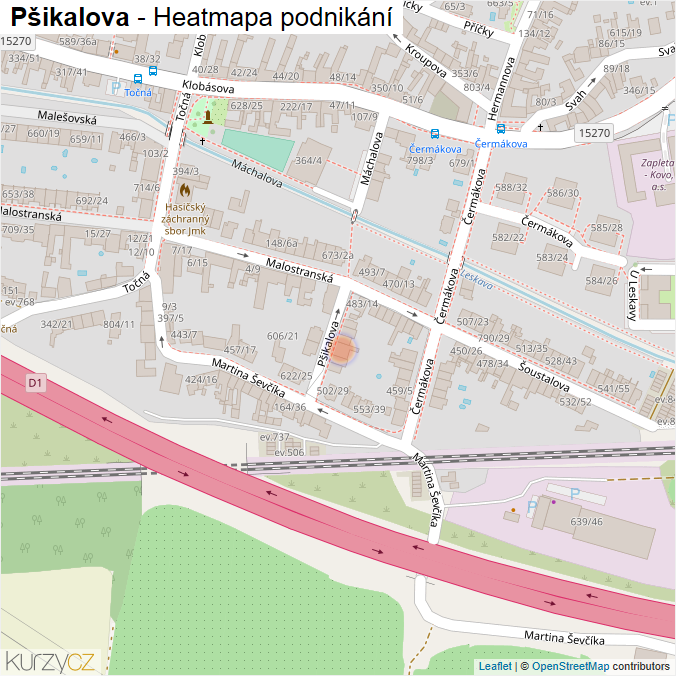 Mapa Pšikalova - Firmy v ulici.