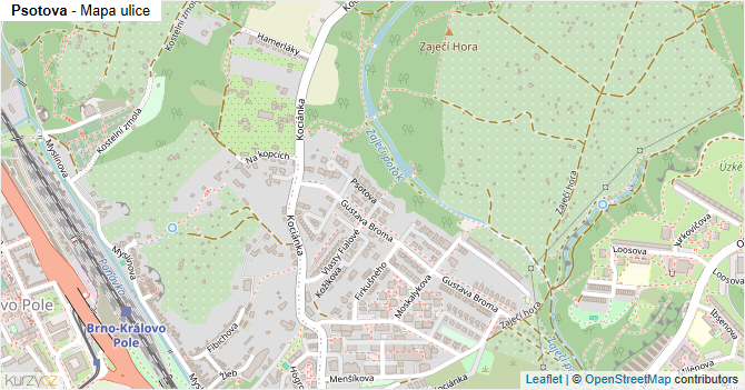 Psotova - mapa ulice
