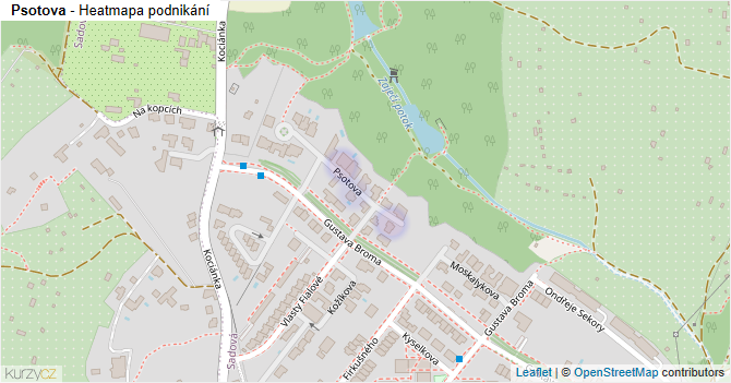 Psotova - mapa podnikání