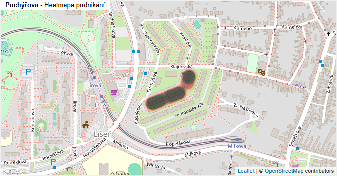 Puchýřova - mapa podnikání