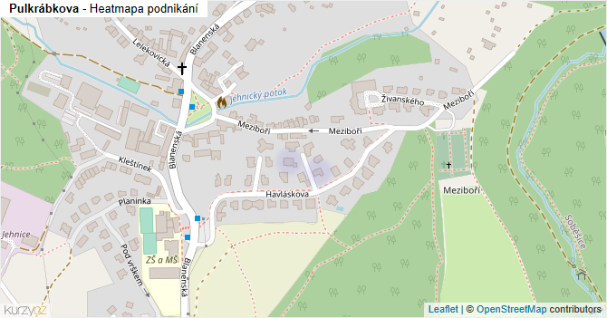 Pulkrábkova - mapa podnikání