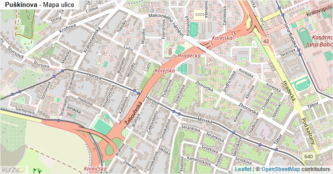 Puškinova - mapa ulice