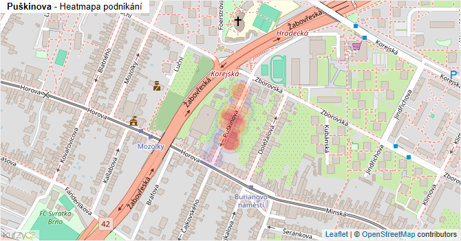 Puškinova - mapa podnikání