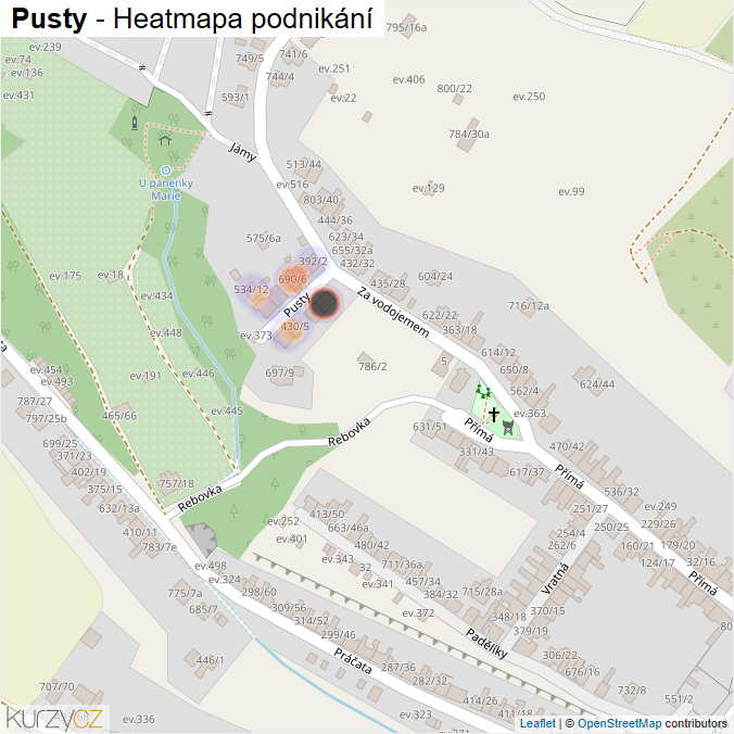 Mapa Pusty - Firmy v ulici.