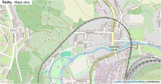 Řádky - mapa ulice