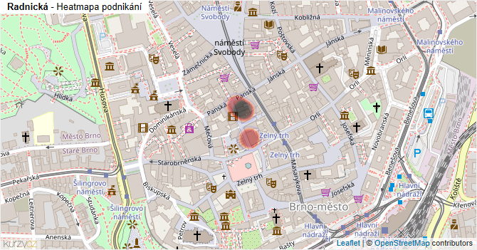 Radnická - mapa podnikání