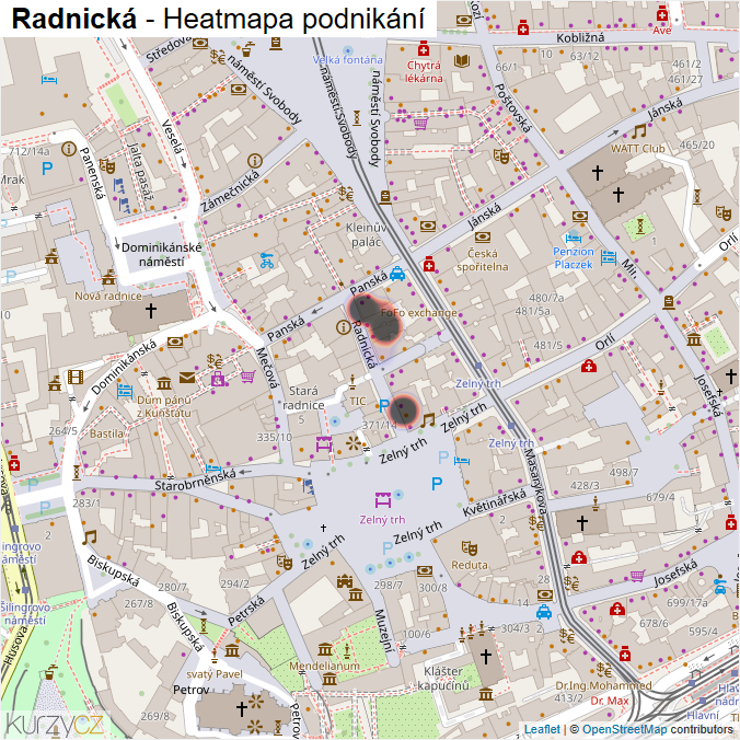 Mapa Radnická - Firmy v ulici.