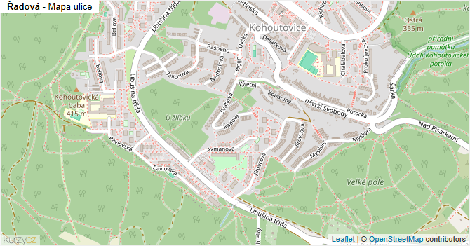 Řadová - mapa ulice