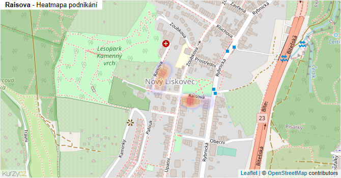 Raisova - mapa podnikání