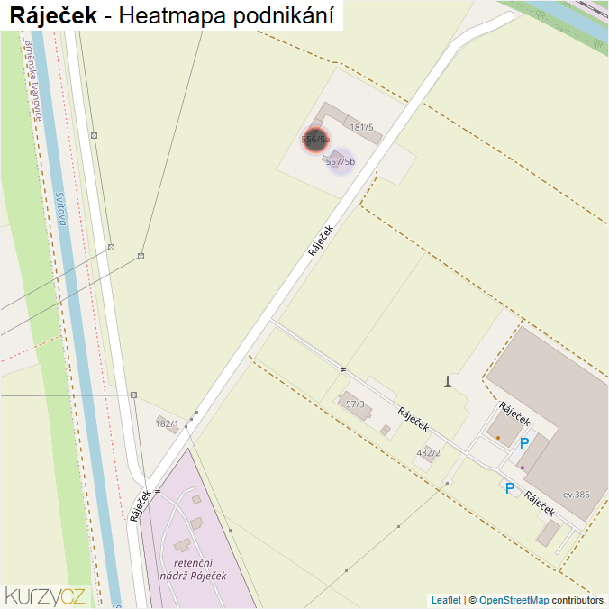 Mapa Ráječek - Firmy v ulici.