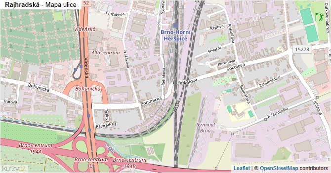 Rajhradská - mapa ulice