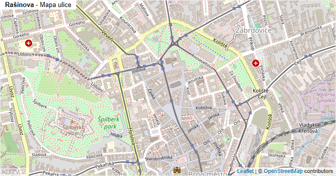 Rašínova - mapa ulice