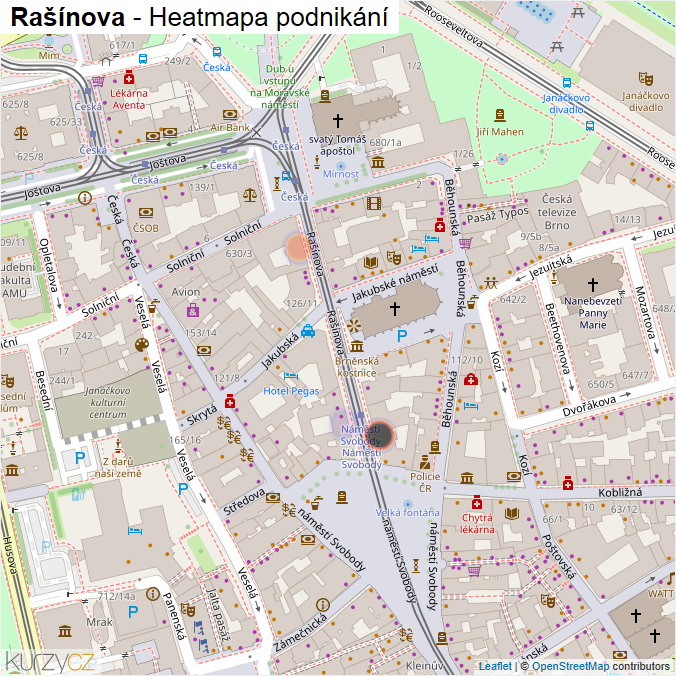 Mapa Rašínova - Firmy v ulici.