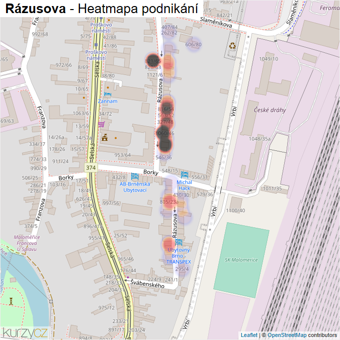 Mapa Rázusova - Firmy v ulici.