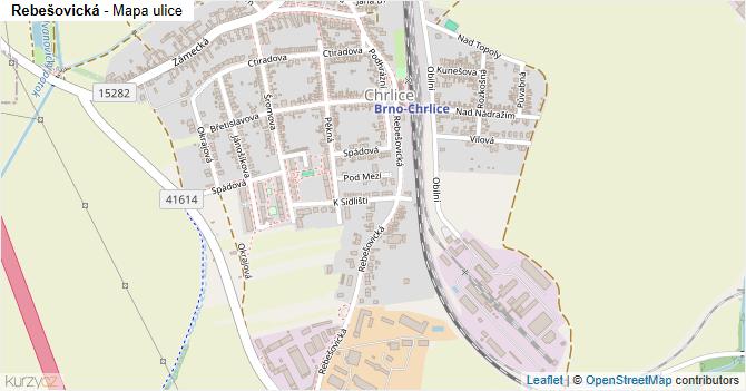 Rebešovická - mapa ulice
