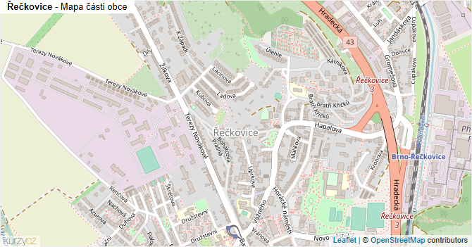 Řečkovice - mapa části obce