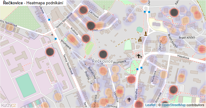 Řečkovice - mapa podnikání