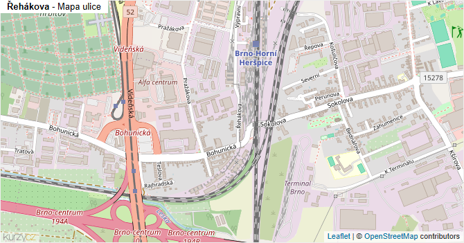 Řehákova - mapa ulice
