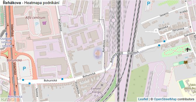 Řehákova - mapa podnikání