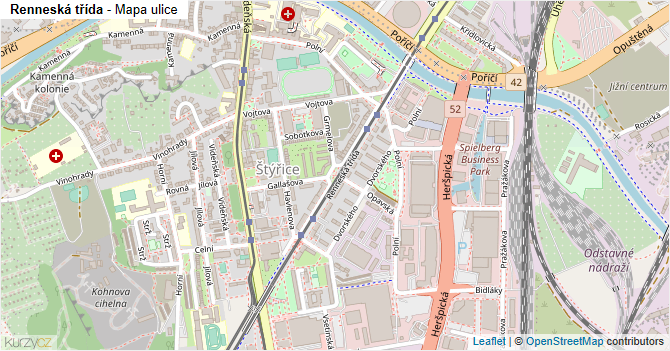 Renneská třída - mapa ulice