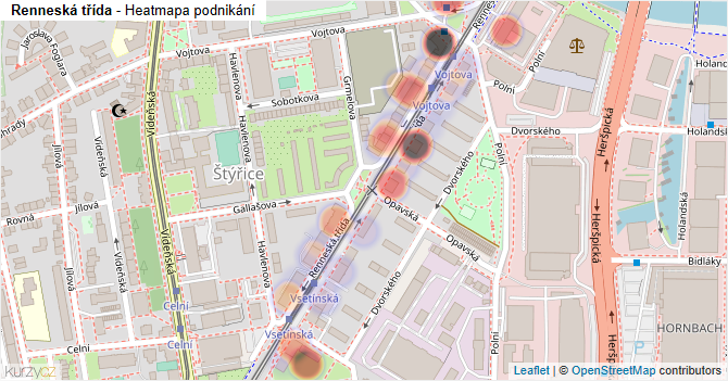 Renneská třída - mapa podnikání