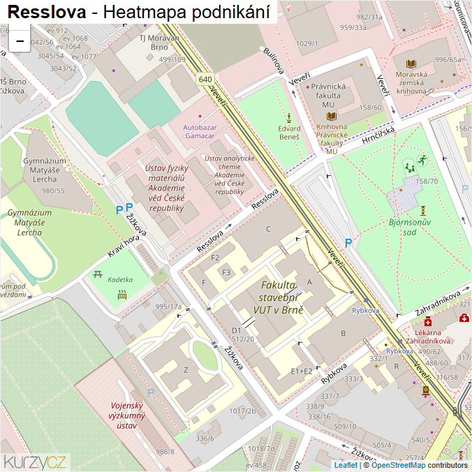 Mapa Resslova - Firmy v ulici.