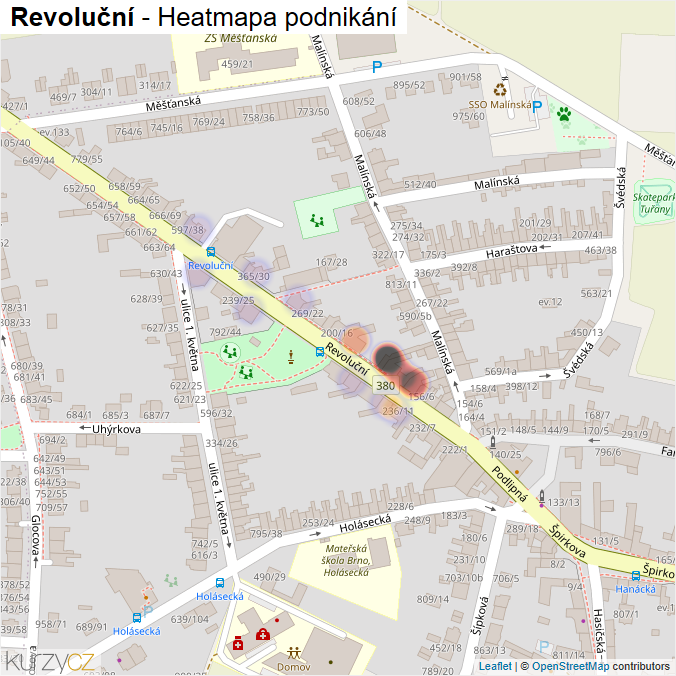 Mapa Revoluční - Firmy v ulici.