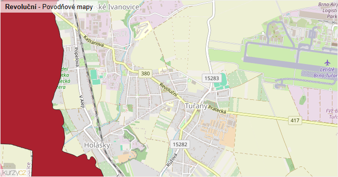Revoluční - záplavové mapy stoleté vody
