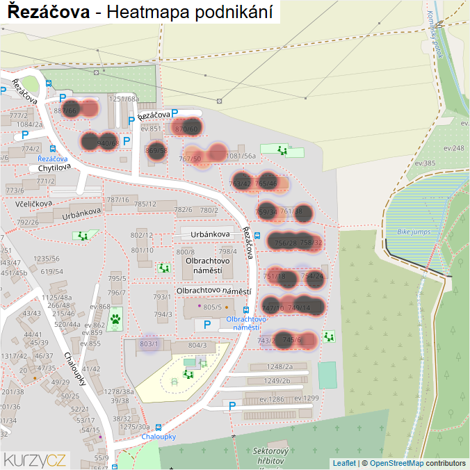 Mapa Řezáčova - Firmy v ulici.