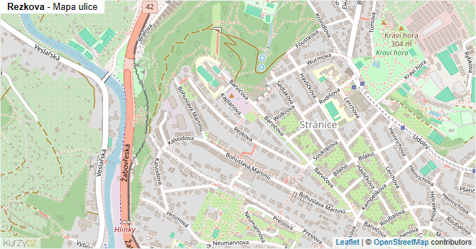 Rezkova - mapa ulice