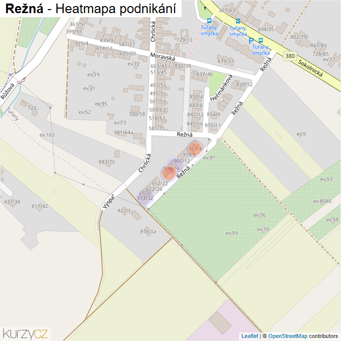 Mapa Režná - Firmy v ulici.