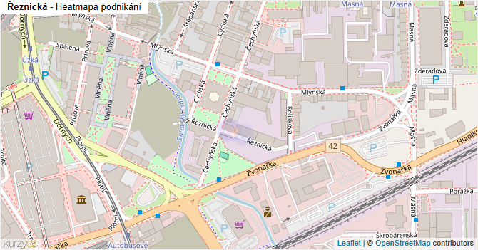 Řeznická - mapa podnikání