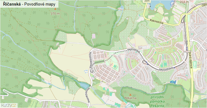 Říčanská - záplavové mapy stoleté vody