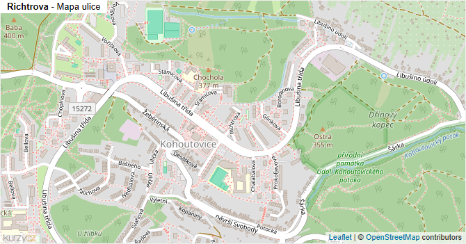 Richtrova - mapa ulice