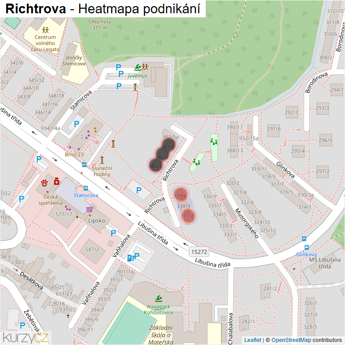 Mapa Richtrova - Firmy v ulici.