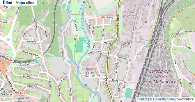 Říční - mapa ulice
