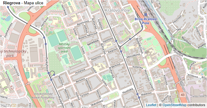 Riegrova - mapa ulice