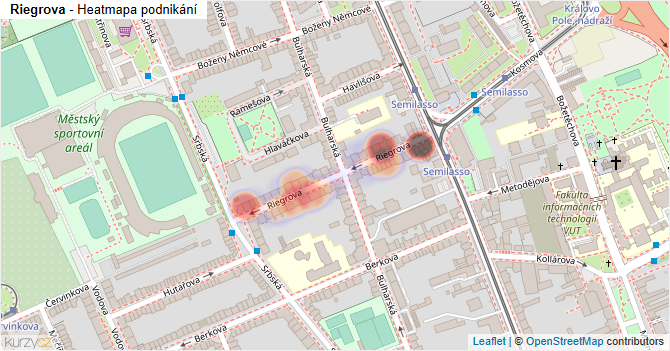 Riegrova - mapa podnikání