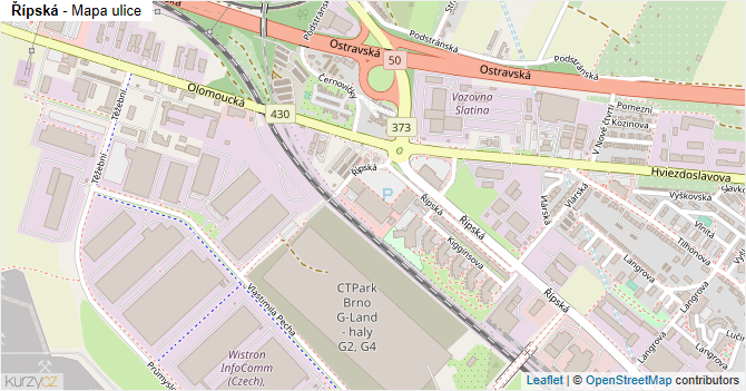 Řípská - mapa ulice
