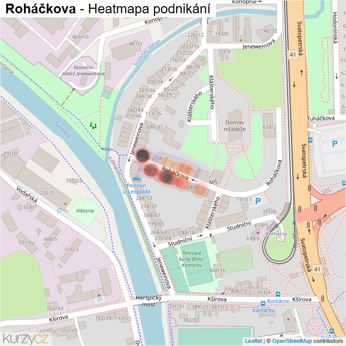Mapa Roháčkova - Firmy v ulici.