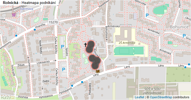 Rolnická - mapa podnikání