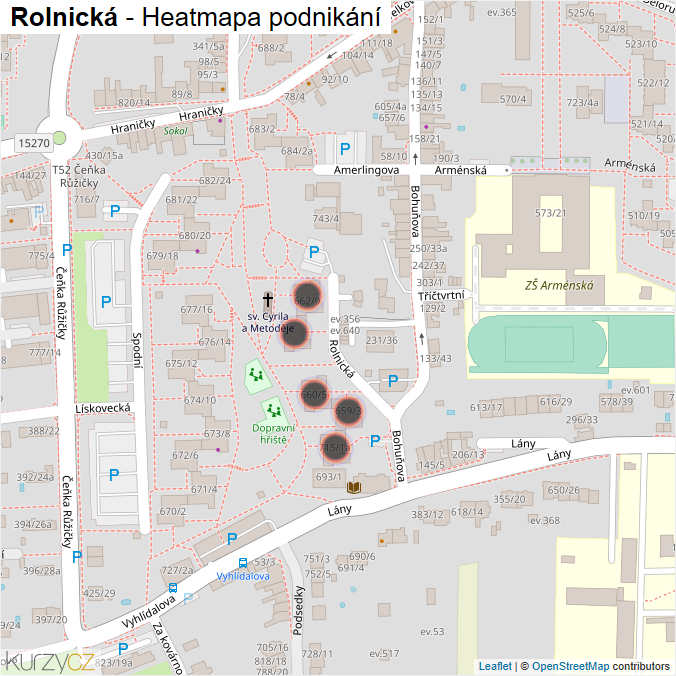 Mapa Rolnická - Firmy v ulici.