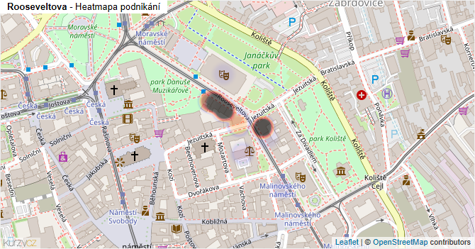 Rooseveltova - mapa podnikání