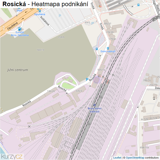 Mapa Rosická - Firmy v ulici.