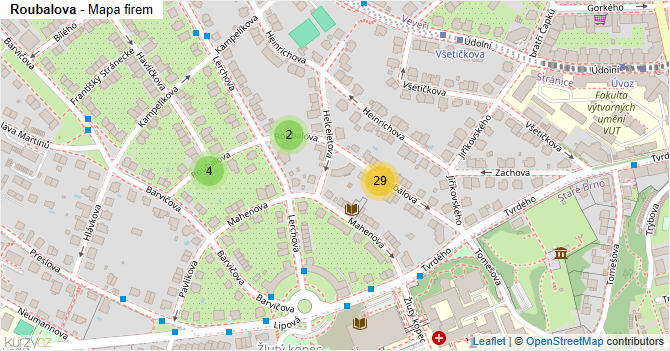 Roubalova - mapa firem
