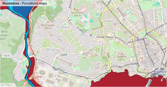 Roubalova - záplavové mapy stoleté vody