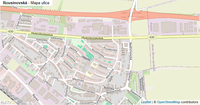 Rousínovská - mapa ulice
