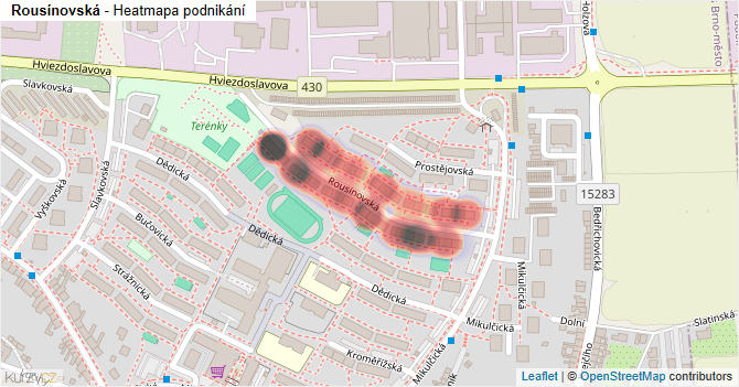 Rousínovská - mapa podnikání