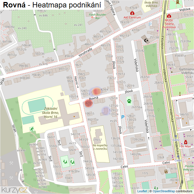 Mapa Rovná - Firmy v ulici.